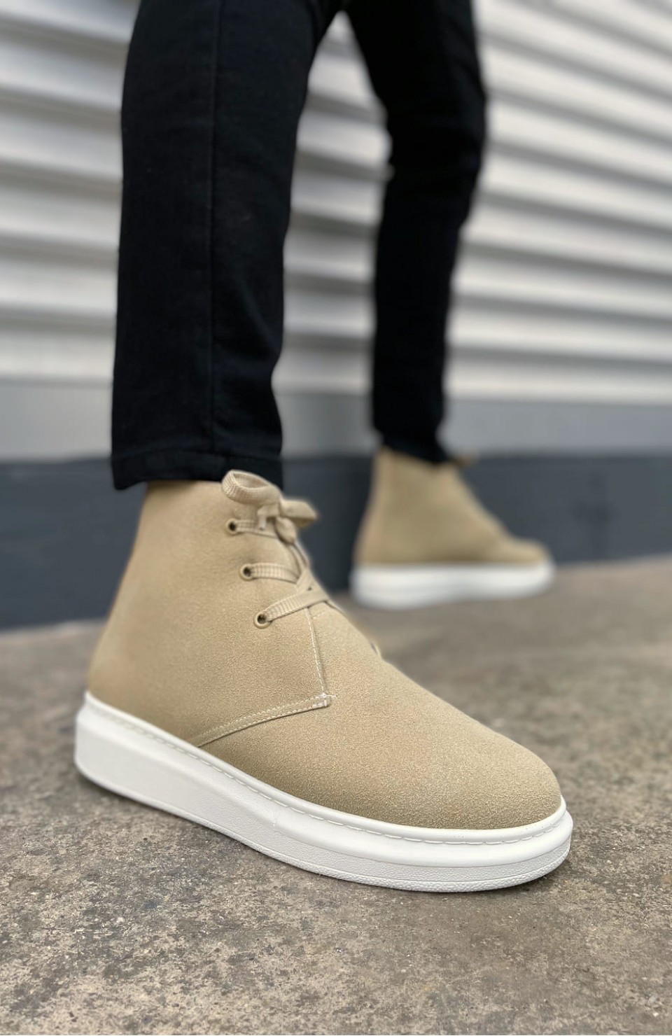 JY207 Oslo Bağcıklı Ortopedik Taban Süet Erkek Spor Bot SBT - Krem