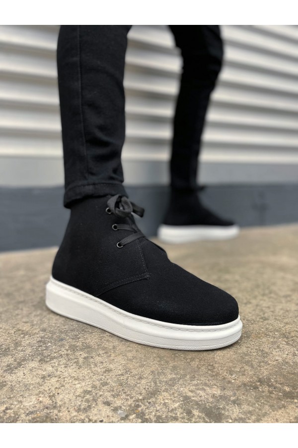 JY207 Oslo Bağcıklı Ortopedik Taban Süet Erkek Spor Bot SBT - Siyah