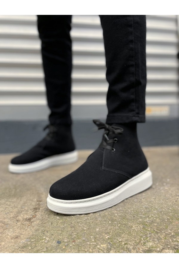 JY207 Oslo Bağcıklı Ortopedik Taban Süet Erkek Spor Bot SBT - Siyah