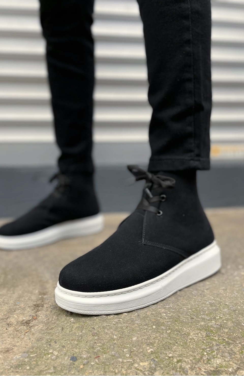 JY207 Oslo Bağcıklı Ortopedik Taban Süet Erkek Spor Bot SBT - Siyah