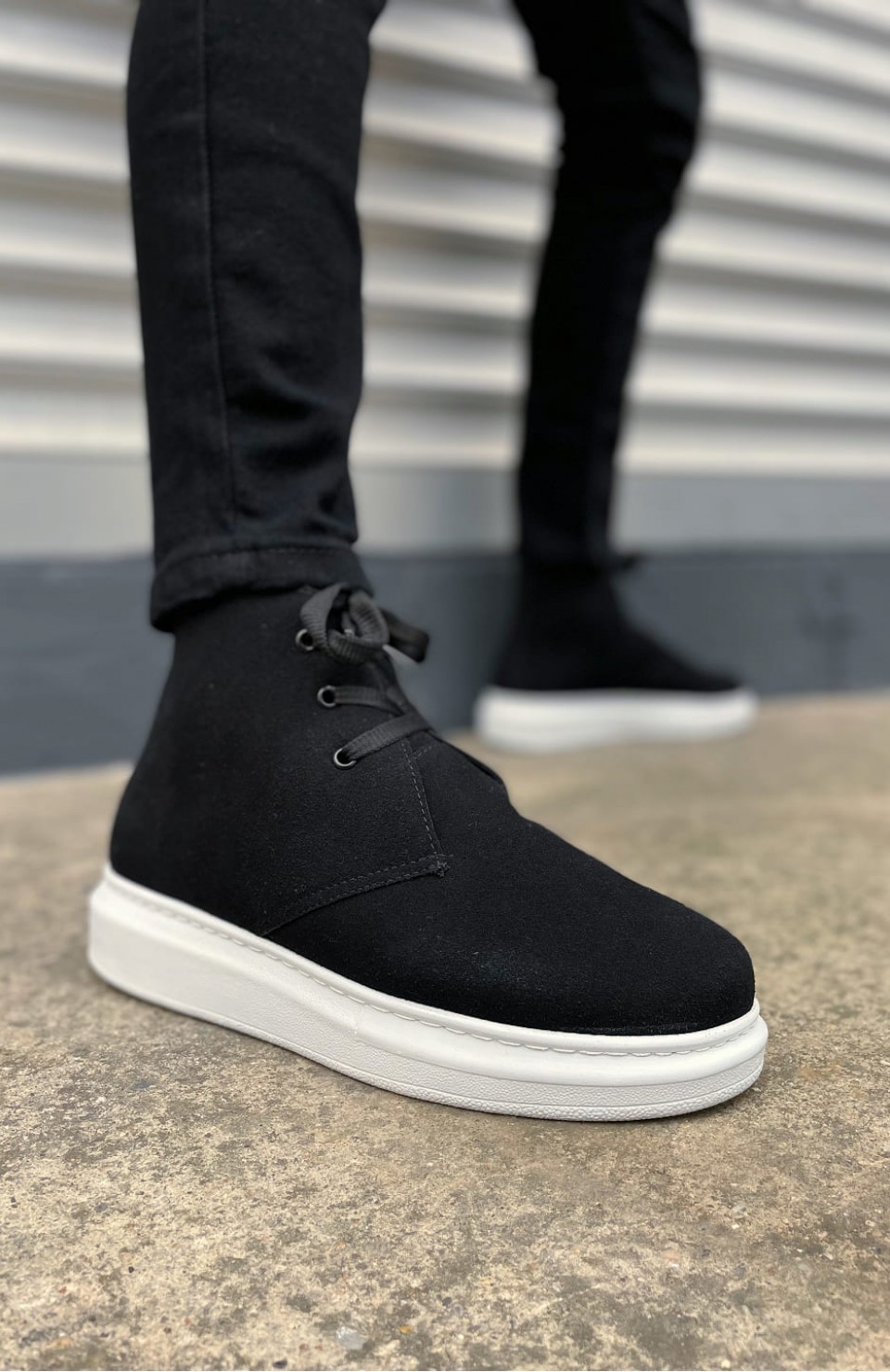 JY207 Oslo Bağcıklı Ortopedik Taban Süet Erkek Spor Bot SBT - Siyah