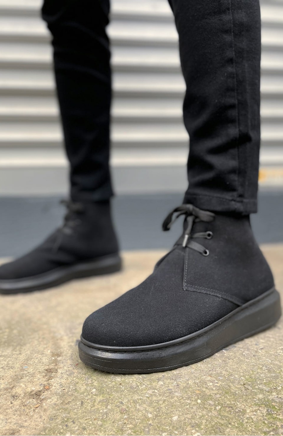 JY207 Oslo Bağcıklı Ortopedik Taban Süet Erkek Spor Bot SST - Siyah