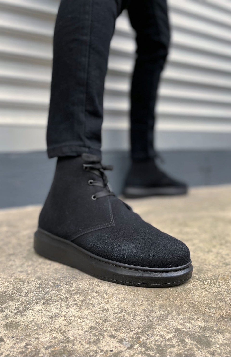 JY207 Oslo Bağcıklı Ortopedik Taban Süet Erkek Spor Bot SST - Siyah