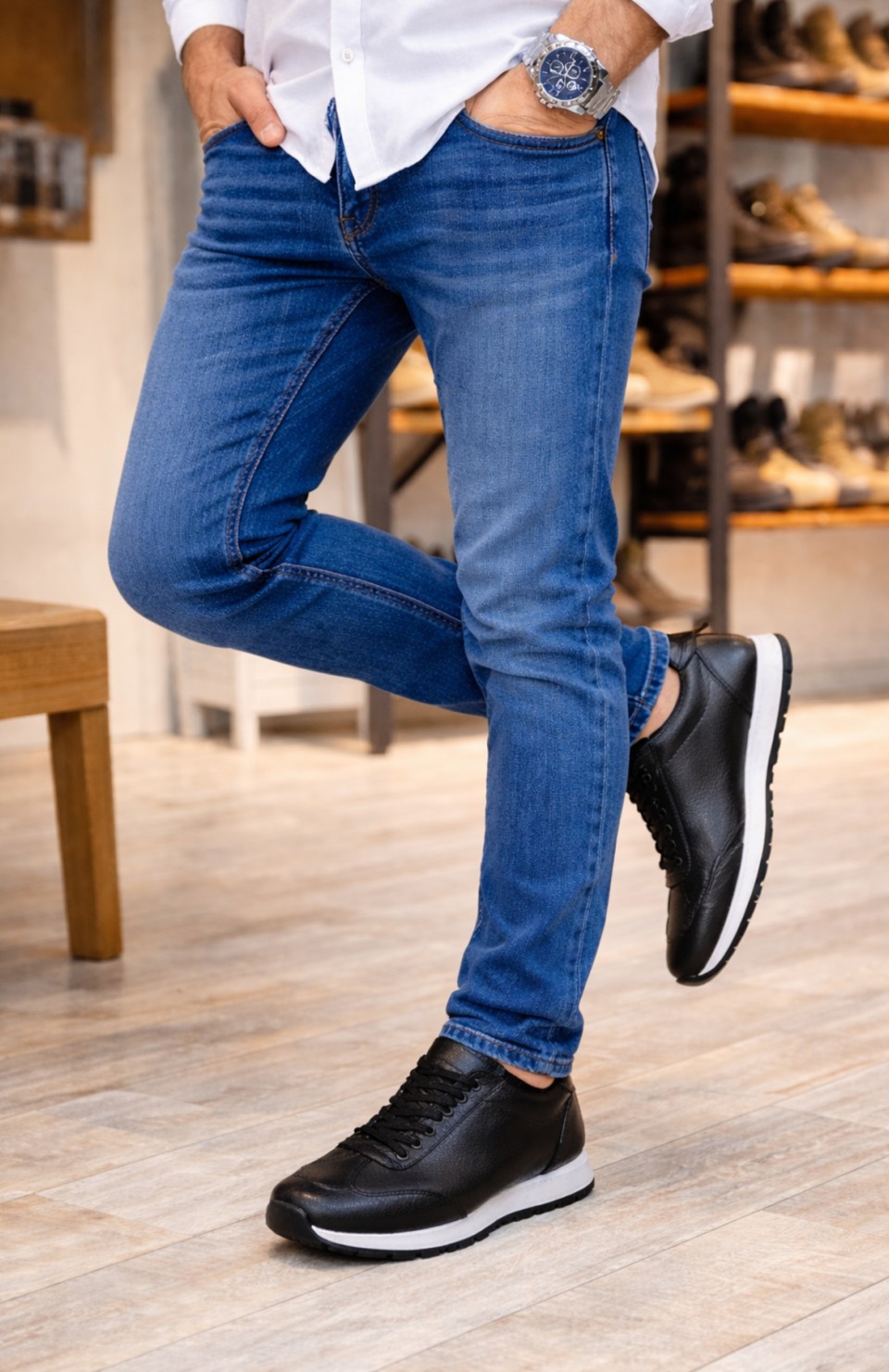 JY2402 Berts Bağcıklı Hakiki Deri  Erkek Günlük Klasik Ayakkabı DBT - Siyah Somersan Giyim | Kadın, Erkek ve Çocuk Moda