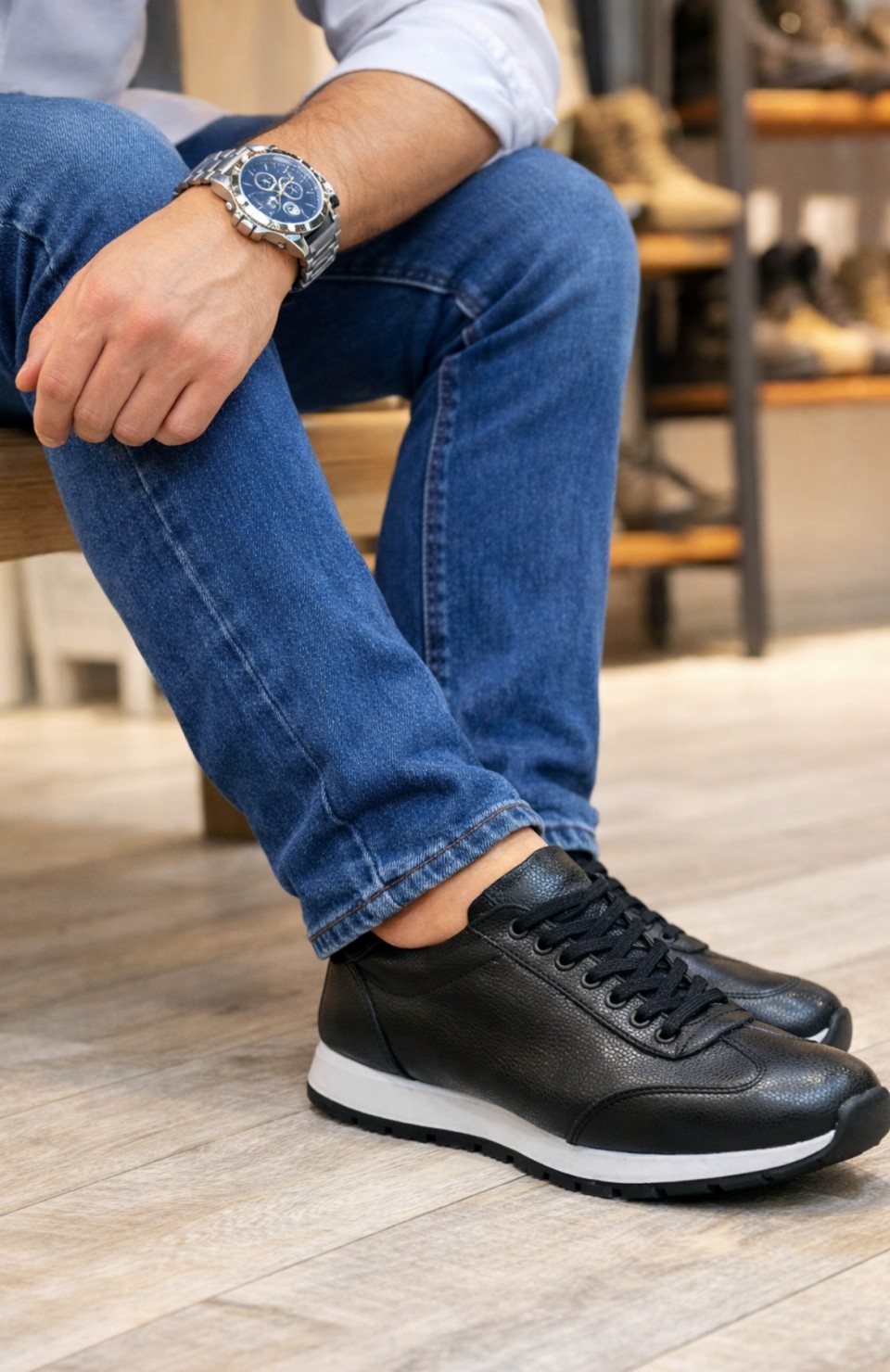 JY2402 Berts Bağcıklı Hakiki Deri  Erkek Günlük Klasik Ayakkabı DBT - Siyah Somersan Giyim | Kadın, Erkek ve Çocuk Moda