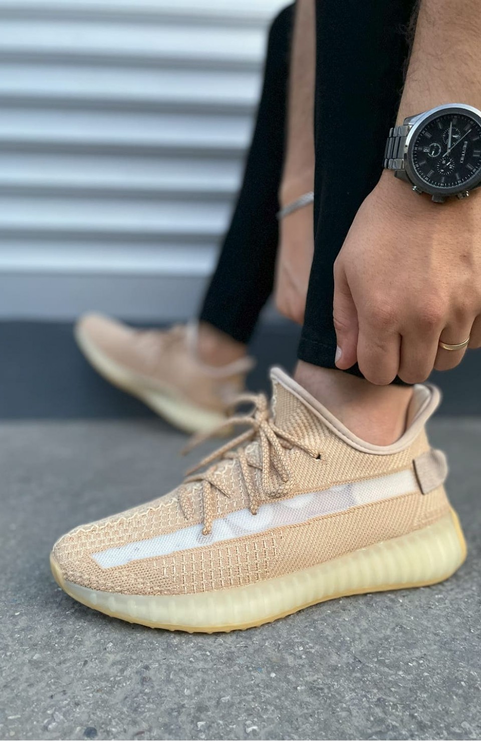 JY305 Pulse Bağcıklı Triko Kumaş Erkek Günlük Spor Ayakkabı TBT - Bej