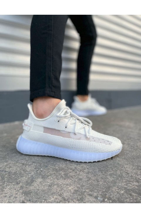JY305 Pulse Bağcıklı Triko Kumaş Erkek Günlük Spor Ayakkabı TBT - Beyaz