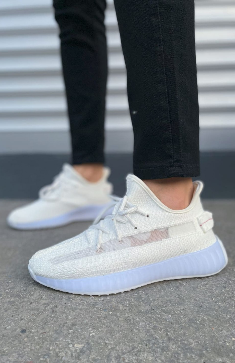 JY305 Pulse Bağcıklı Triko Kumaş Erkek Günlük Spor Ayakkabı TBT - Beyaz