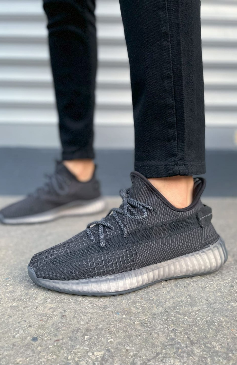 JY305 Pulse Bağcıklı Triko Kumaş Erkek Günlük Spor Ayakkabı TBT - Siyah