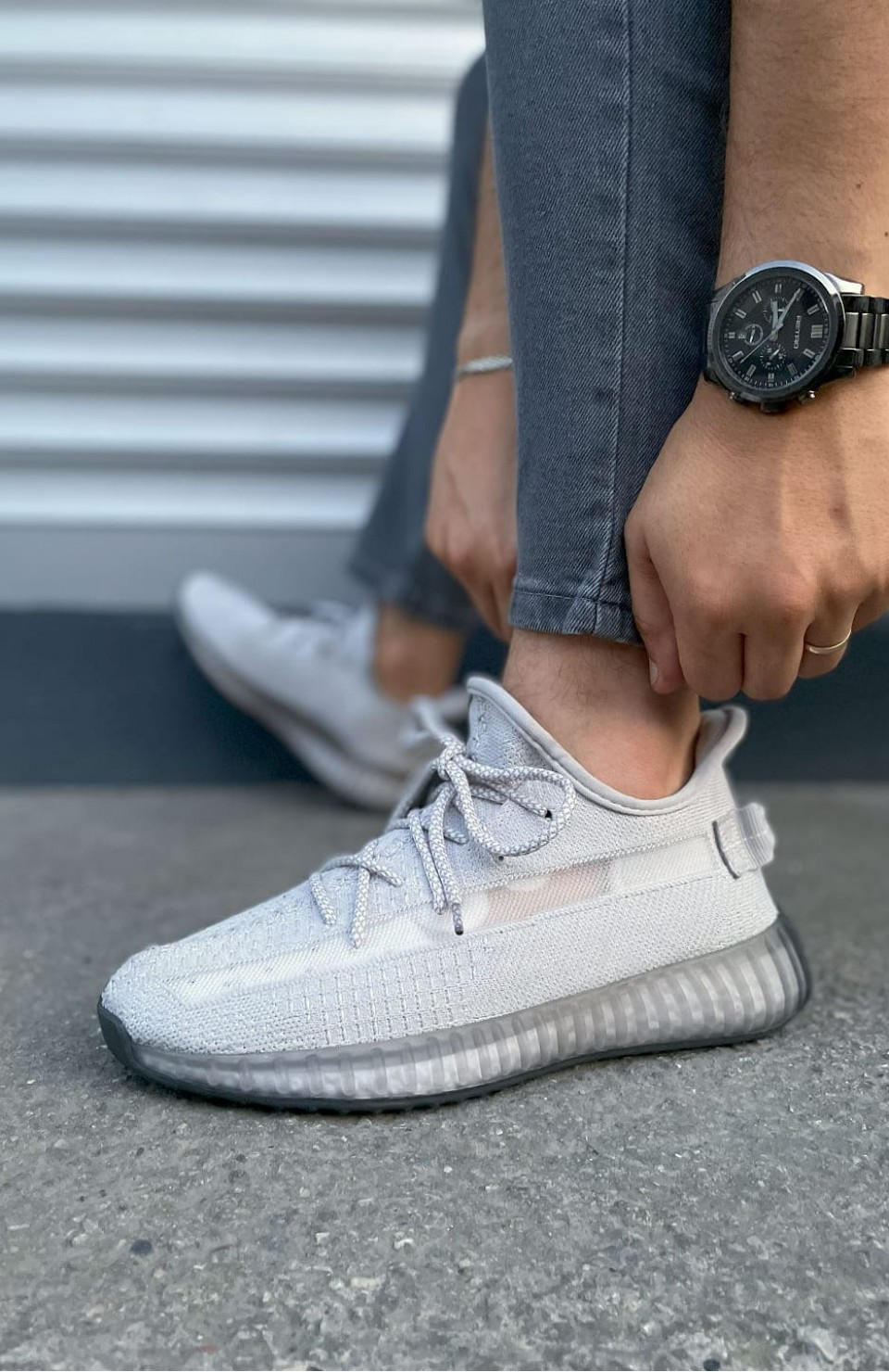 JY305 Pulse Bağcıklı Triko Kumaş Erkek Günlük Spor Ayakkabı TGT - Gri