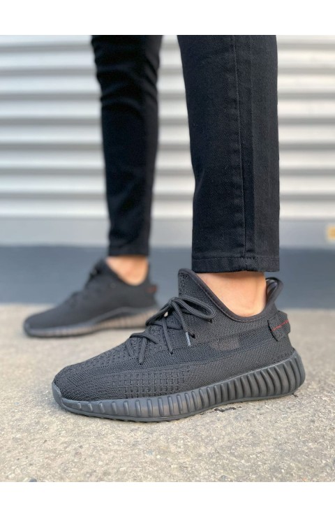 JY305 Pulse Bağcıklı Triko Kumaş Erkek Günlük Spor Ayakkabı TST - Siyah