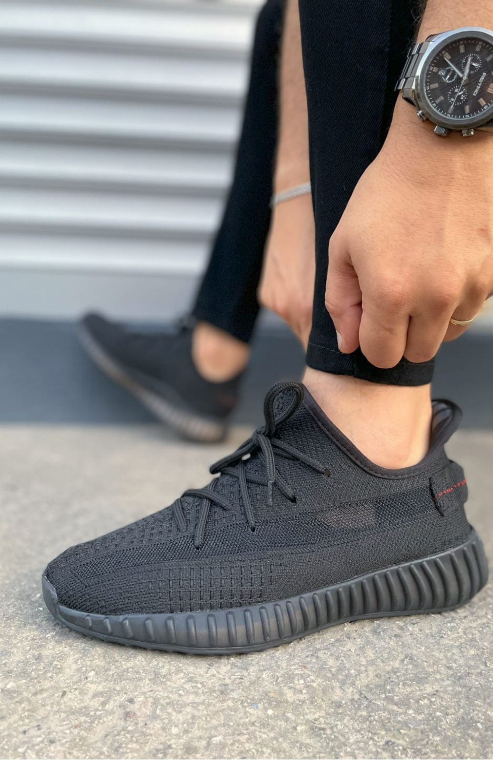 JY305 Pulse Bağcıklı Triko Kumaş Erkek Günlük Spor Ayakkabı TST - Siyah