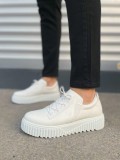 JY502 Bold Bağcıklı Cilt Erkek Günlük Sneaker Ayakkabı CBT - Beyaz