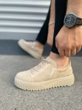 JY502 Bold Bağcıklı Süet Erkek Günlük Sneaker Ayakkabı SKT - Krem