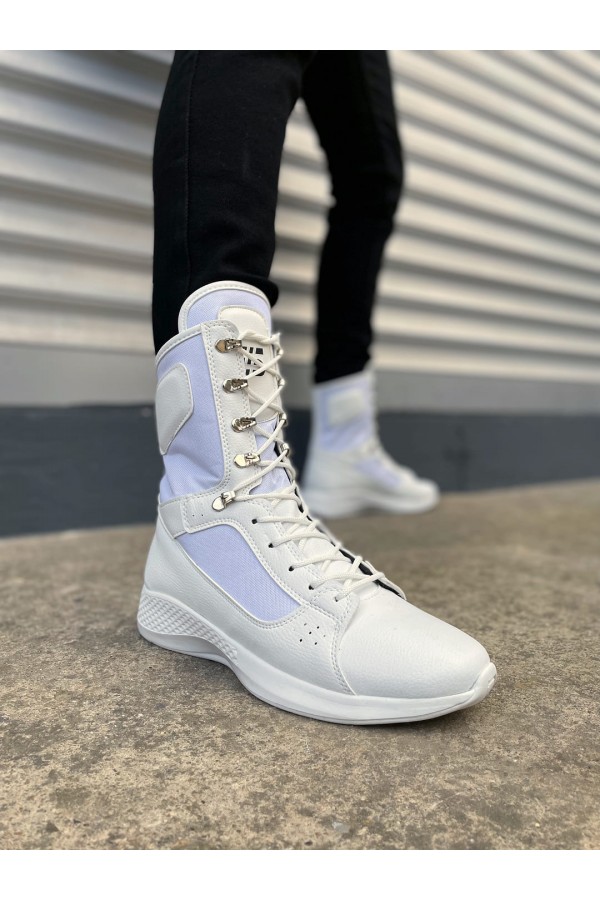 JY799 Verton Bağcıklı Ortopedik Taban Günlük Cilt Erkek Askeri Postal Bot CBT Beyaz