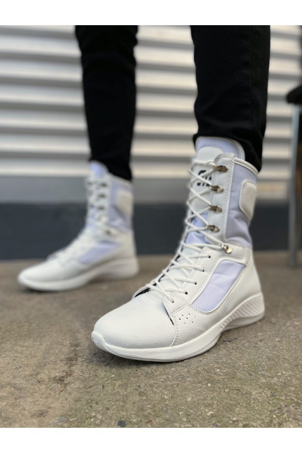 JY799 Verton Bağcıklı Ortopedik Taban Günlük Cilt Erkek Askeri Postal Bot CBT Beyaz