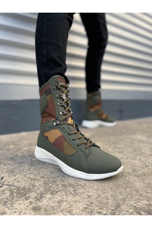 JY799 Verton Bağcıklı Ortopedik Taban Günlük Cilt Erkek Askeri Postal Bot CBT Haki