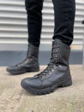 JY999 Strike Bağcıklı Ortopedik Taban Günlük Cilt Erkek Askeri Postal Bot CST Siyah