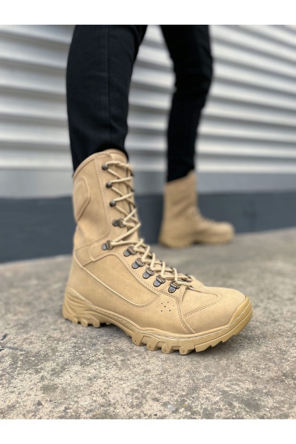 JY999 Strike Bağcıklı Ortopedik Taban Günlük Süet Erkek Askeri Postal Bot SKT Kum