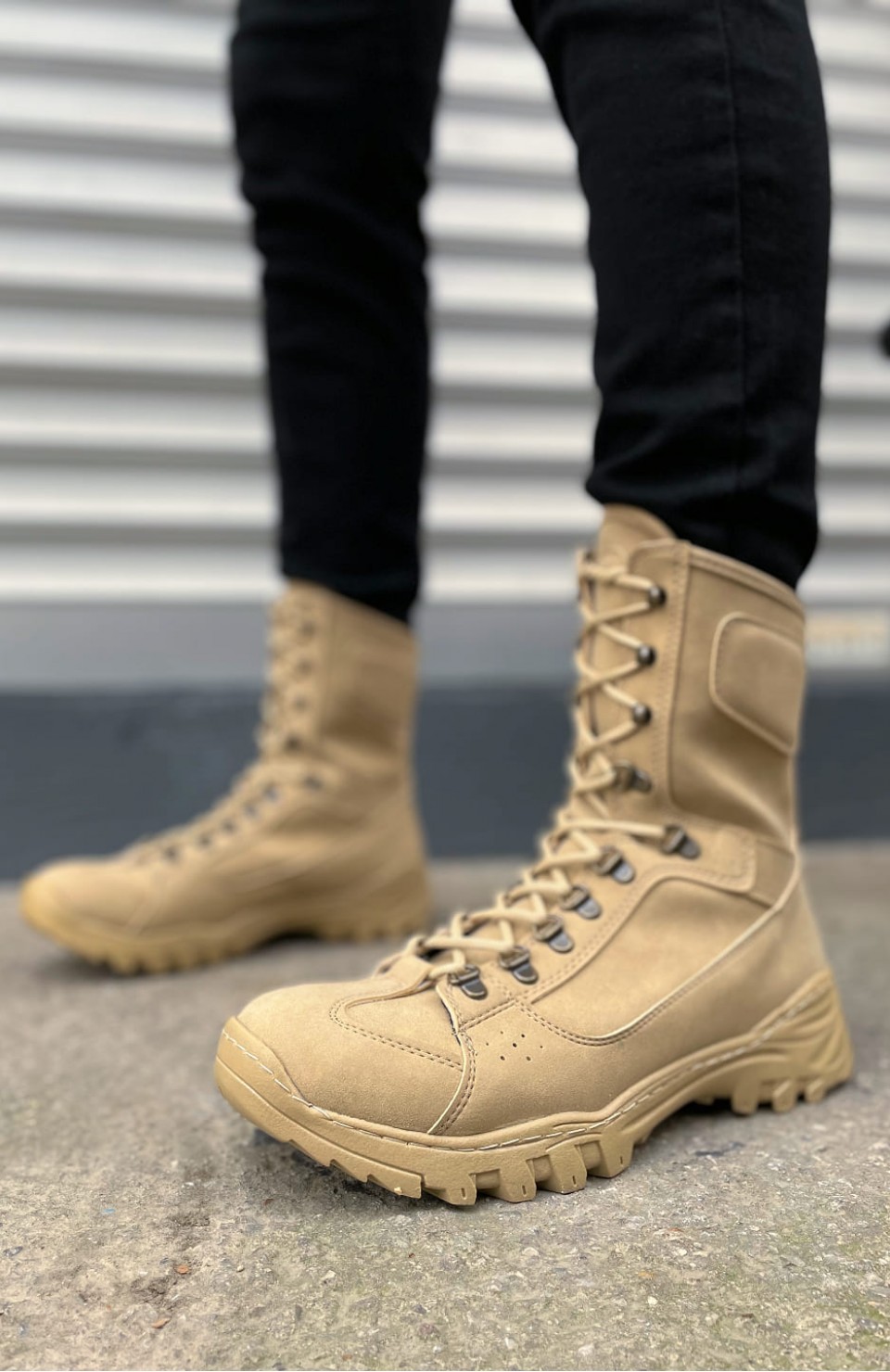 JY999 Strike Bağcıklı Ortopedik Taban Günlük Süet Erkek Askeri Postal Bot SKT Kum