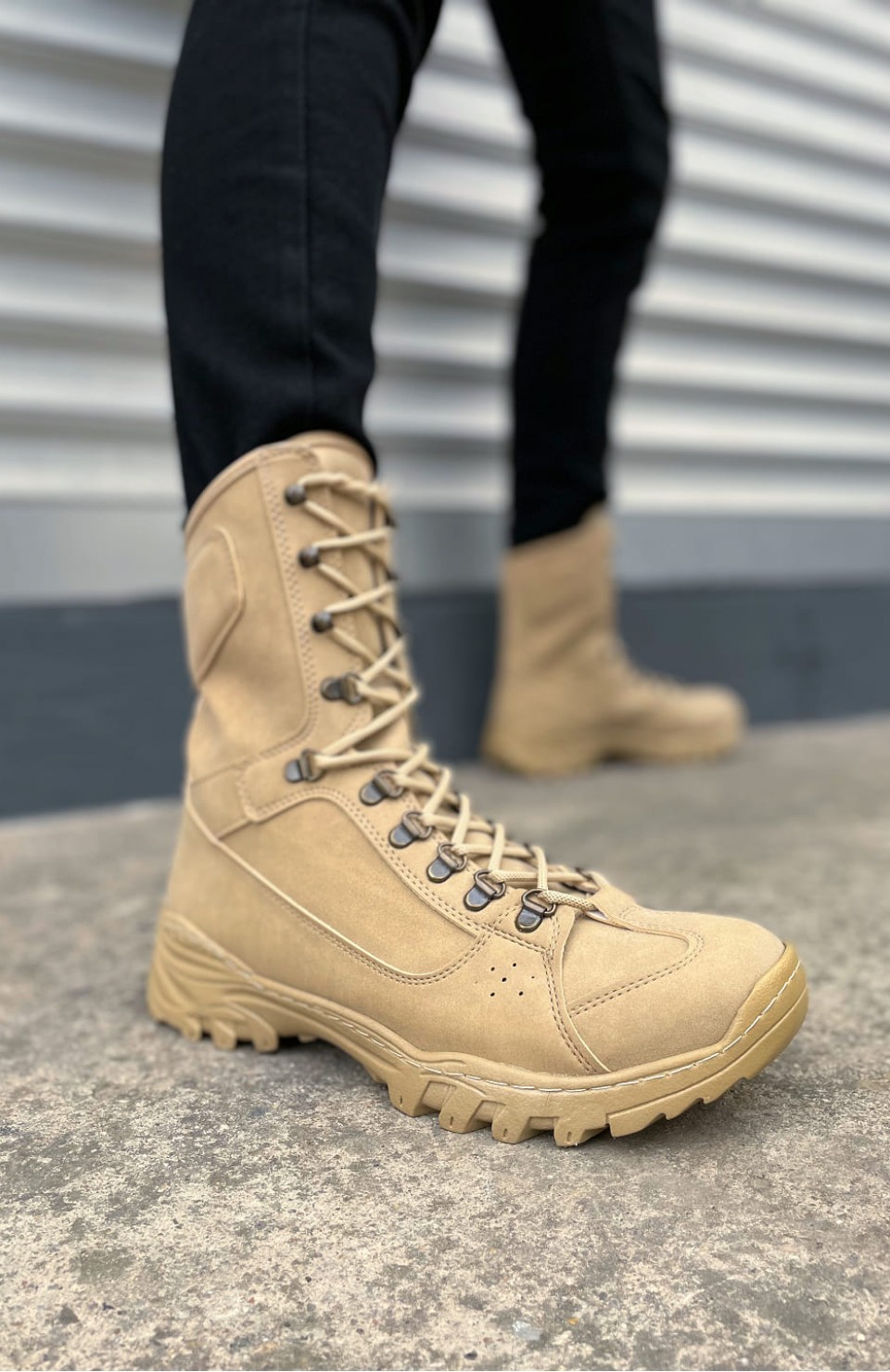 JY999 Strike Bağcıklı Ortopedik Taban Günlük Süet Erkek Askeri Postal Bot SKT Kum