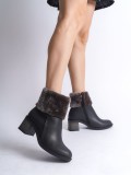 KATYA Fermuarlı Ortopedik Taban Topuklu Kürk DetaylıKadın Bot  CST - Siyah