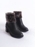 KATYA Fermuarlı Ortopedik Taban Topuklu Kürk DetaylıKadın Bot  CST - Siyah
