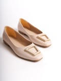 KAYLEE Bağcıksız Ortopedik Rahat Taban Toka Detaylı Kadın Babet Ayakkabı  CKT - Krem