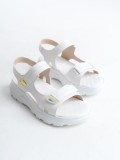 LAMIA Cırt Cırtlı Ortopedik Taban Kadın Sandalet CBT - Beyaz