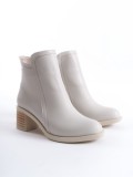 LARISSA Fermuarlı Ortopedik Taban Topuklu Kadın Bot  CKT - Krem