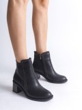 LARISSA Fermuarlı Ortopedik Taban Topuklu Kadın Bot  CST - Siyah