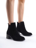 LARISSA Fermuarlı Ortopedik Taban Topuklu Süet Kadın Bot  SST - Siyah
