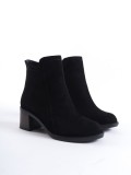 LARISSA Fermuarlı Ortopedik Taban Topuklu Süet Kadın Bot  SST - Siyah