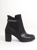 LIA Fermuarlı Ortopedik Taban Taşlı Topuklu Kadın Bot  CST - Siyah