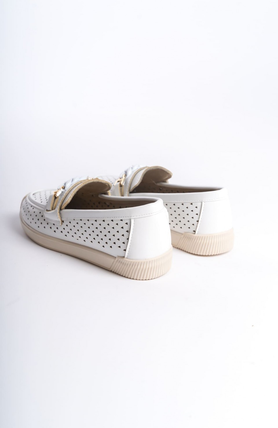 LIZY Bağcıksız Ortopedik Rahat Taban Kalp Desenli Kadın Babet Ayakkabı  CKT - Beyaz