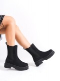 LORA Bağcıksız Lastikli Süet Ortopedik Taban Kadın Bot SST - Siyah