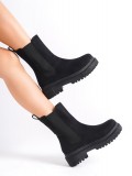 LORA Bağcıksız Lastikli Süet Ortopedik Taban Kadın Bot SST - Siyah