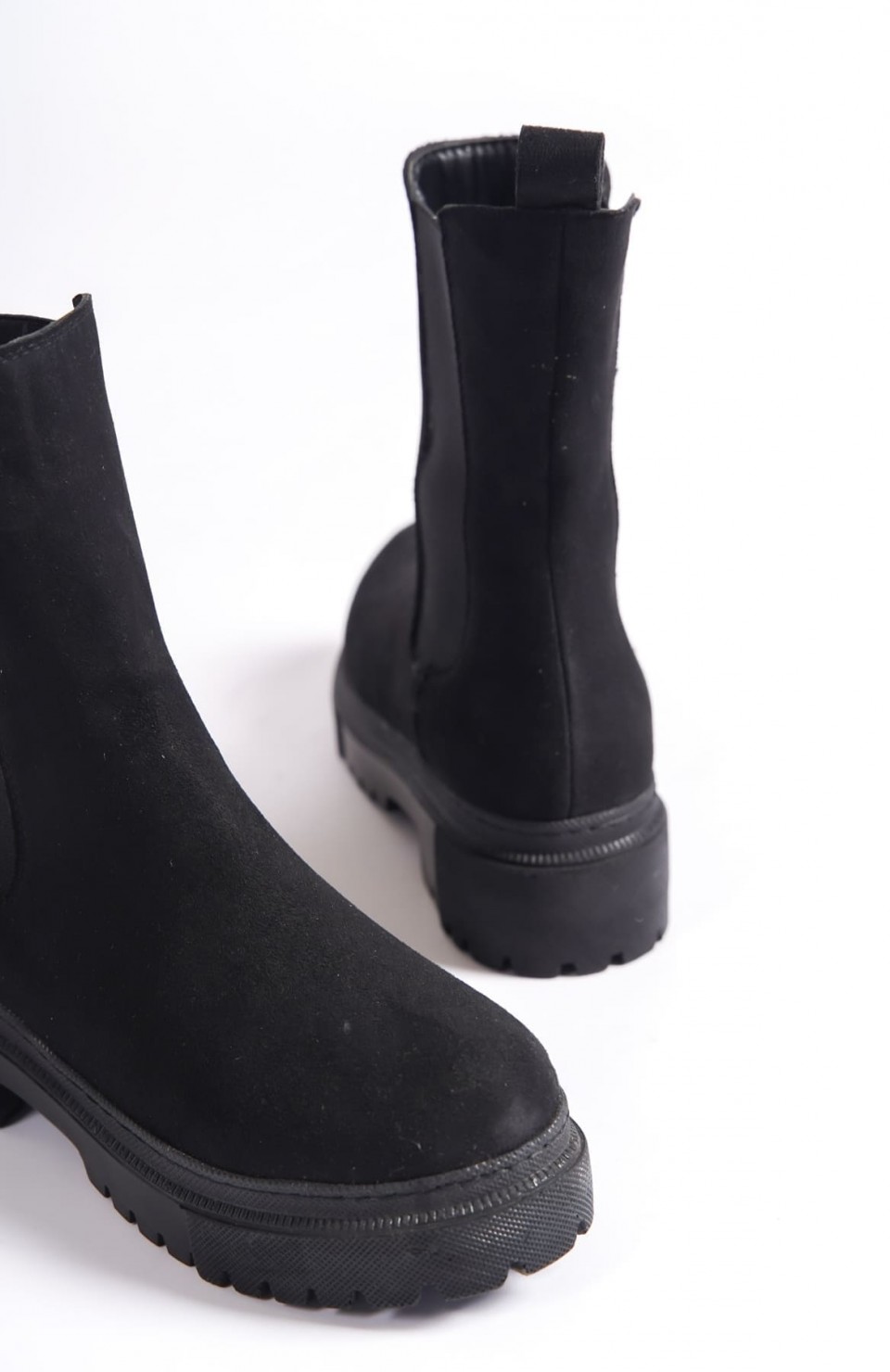 LORA Bağcıksız Lastikli Süet Ortopedik Taban Kadın Bot SST - Siyah