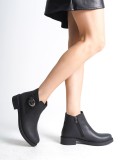 LUNA Fermuarlı Lastikli Ortopedik Taban Topuklu Kadın Bot  CST - Siyah
