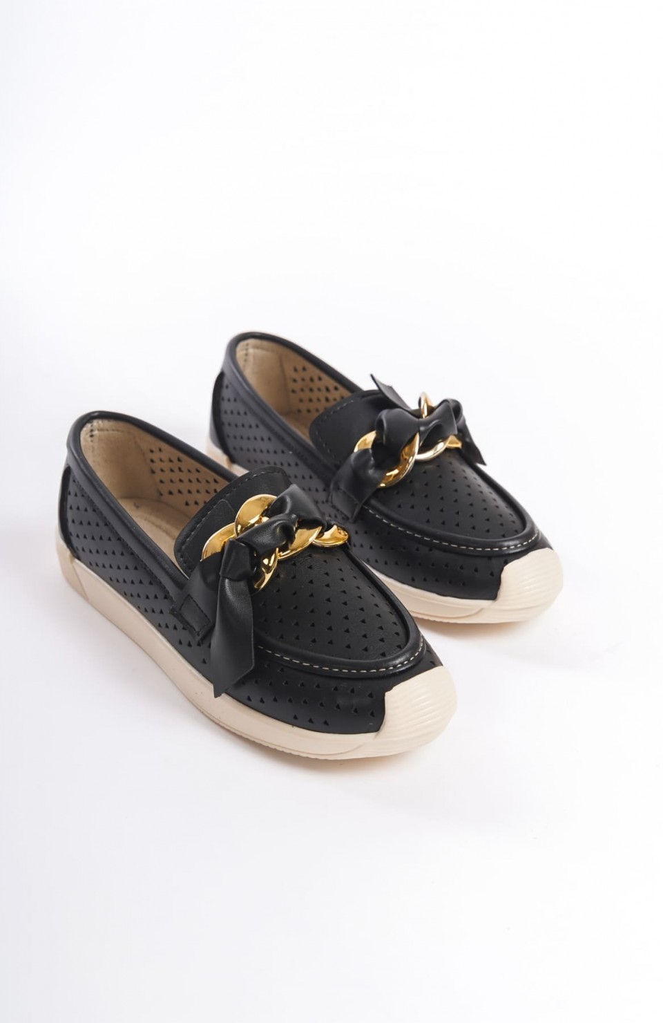 LYDIA Bağcıksız Ortopedik Rahat Taban Kalp Desenli Kadın Babet Ayakkabı  CKT - Siyah