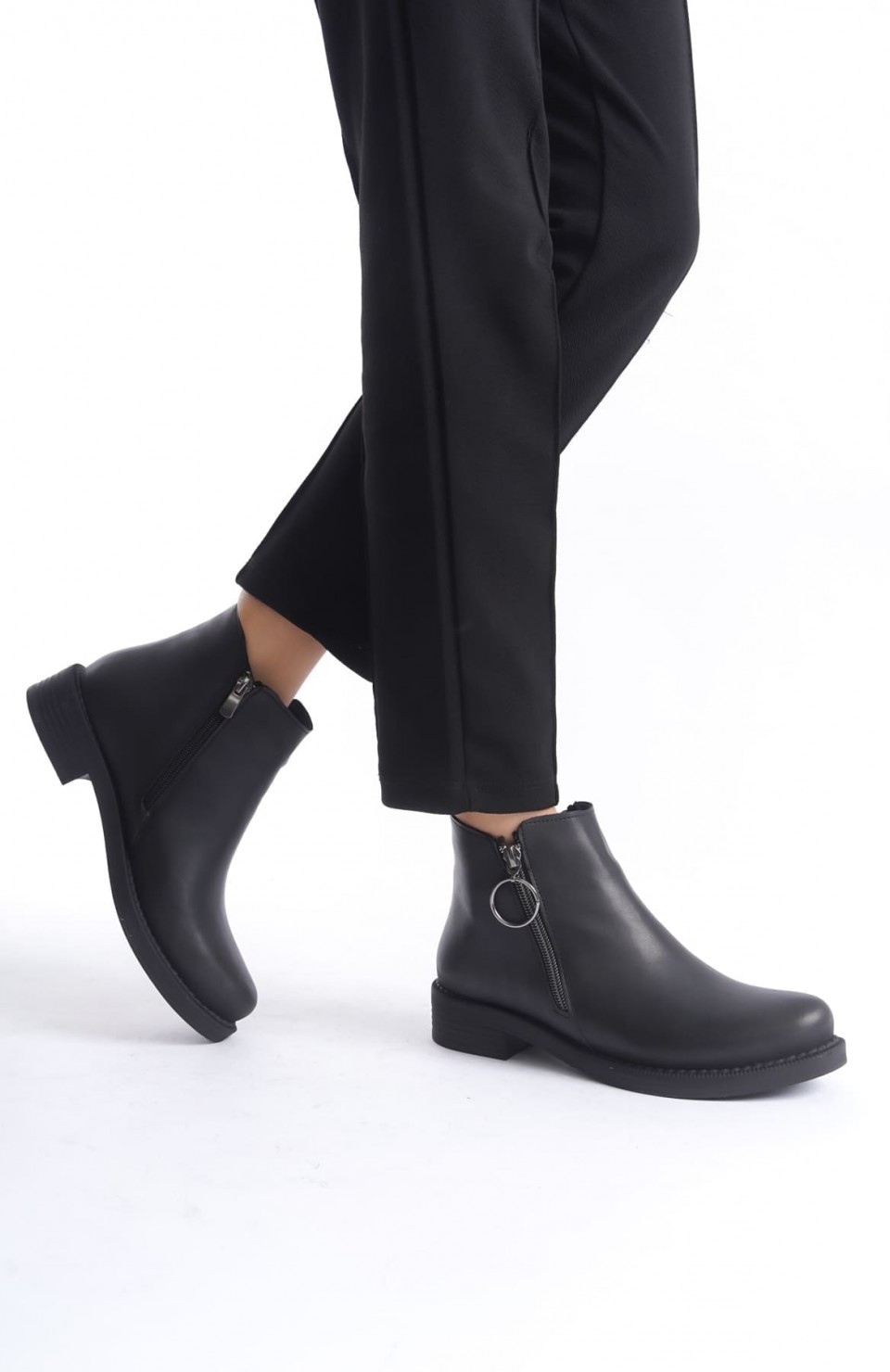 MARGARET Fermuarlı Ortopedik Taban Topuklu Kadın Bot - CST - Siyah