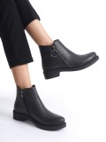 MARGARET Fermuarlı Ortopedik Taban Topuklu Kadın Bot - CST - Siyah