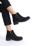 MARGARET Fermuarlı Ortopedik Taban Topuklu Süet Kadın Bot SST - Siyah