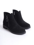 MARGARET Fermuarlı Ortopedik Taban Topuklu Süet Kadın Bot SST - Siyah