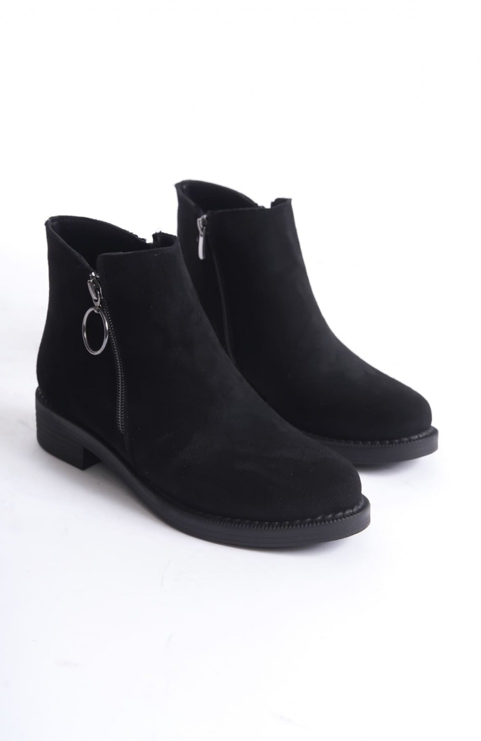 MARGARET Fermuarlı Ortopedik Taban Topuklu Süet Kadın Bot SST - Siyah