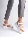 NATALIE İnce Tokalı Şerit Detaylı Ortopedik Taban Kadın Sandalet CBT - Beyaz