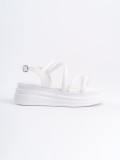 NATALIE İnce Tokalı Şerit Detaylı Ortopedik Taban Kadın Sandalet CBT - Beyaz