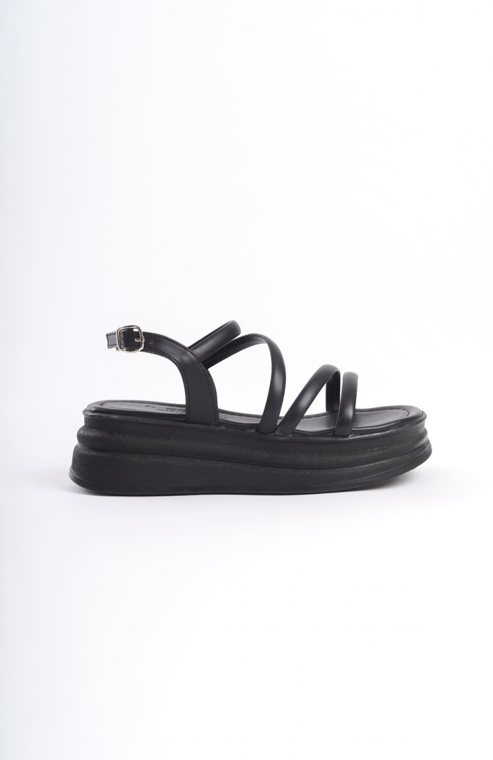 NATALIE İnce Tokalı Şerit Detaylı Ortopedik Taban Kadın Sandalet  CST - Siyah