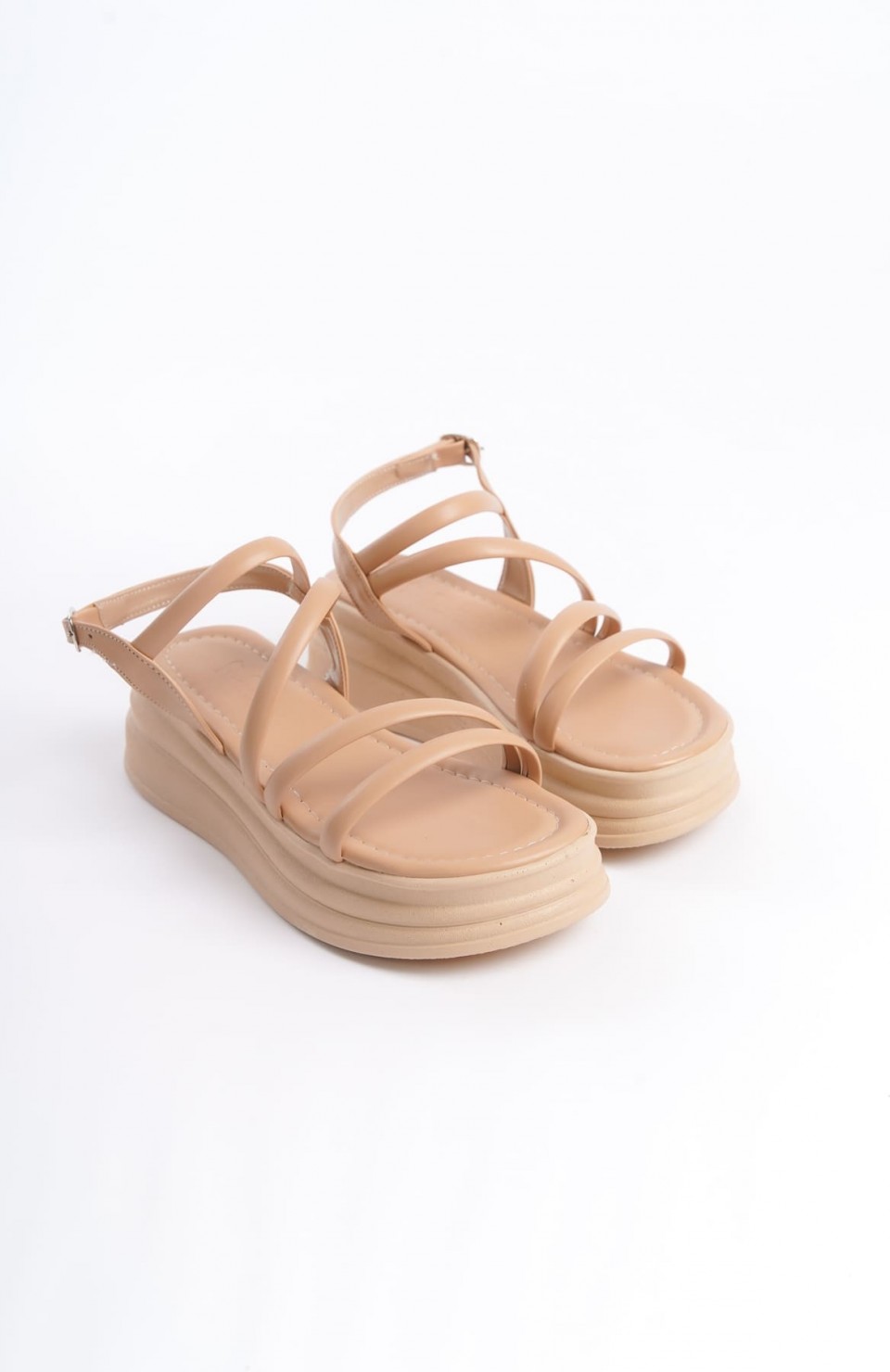 NATALIE İnce Tokalı Şerit Detaylı Ortopedik Taban Kadın Sandalet CTT - Ten