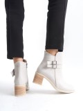 NOEMI Tokalı Fermuarlı Ortopedik Taban Topuklu Kadın Bot  CKT - Krem